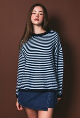 Drop Shoulder Striped Crewneck Sweater