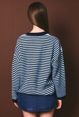Drop Shoulder Striped Crewneck Sweater