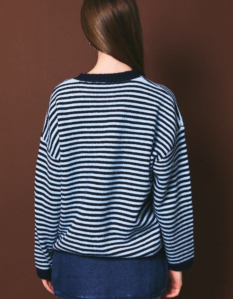 Drop Shoulder Striped Crewneck Sweater