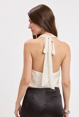 Sequin Halter Cowl Neck Backless Top