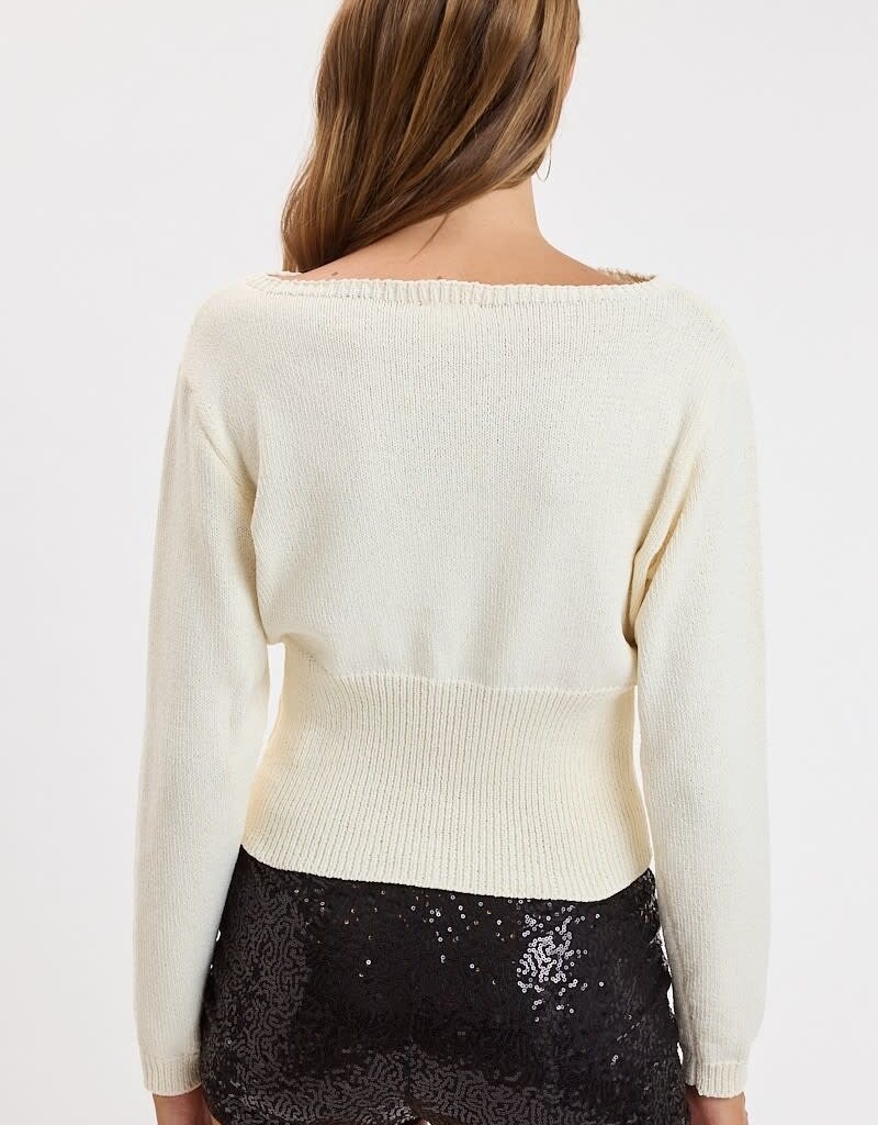 Caroline Fitted Waist One Shoulder Sweater