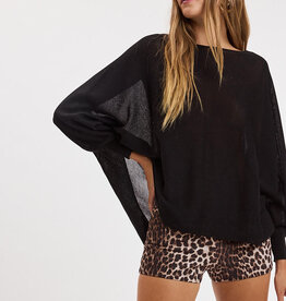 Vera Long Sleeve Side Slit Poncho Knit Top
