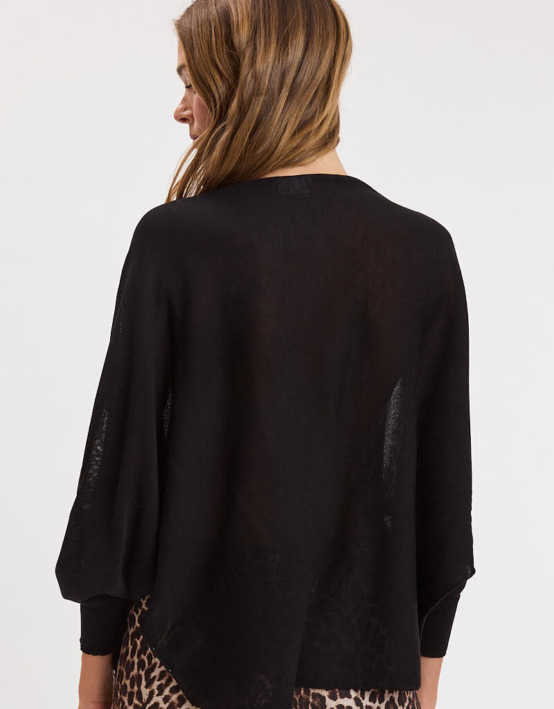 Vera Long Sleeve Side Slit Poncho Knit Top