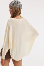 Vera Long Sleeve Side Slit Poncho Knit Top