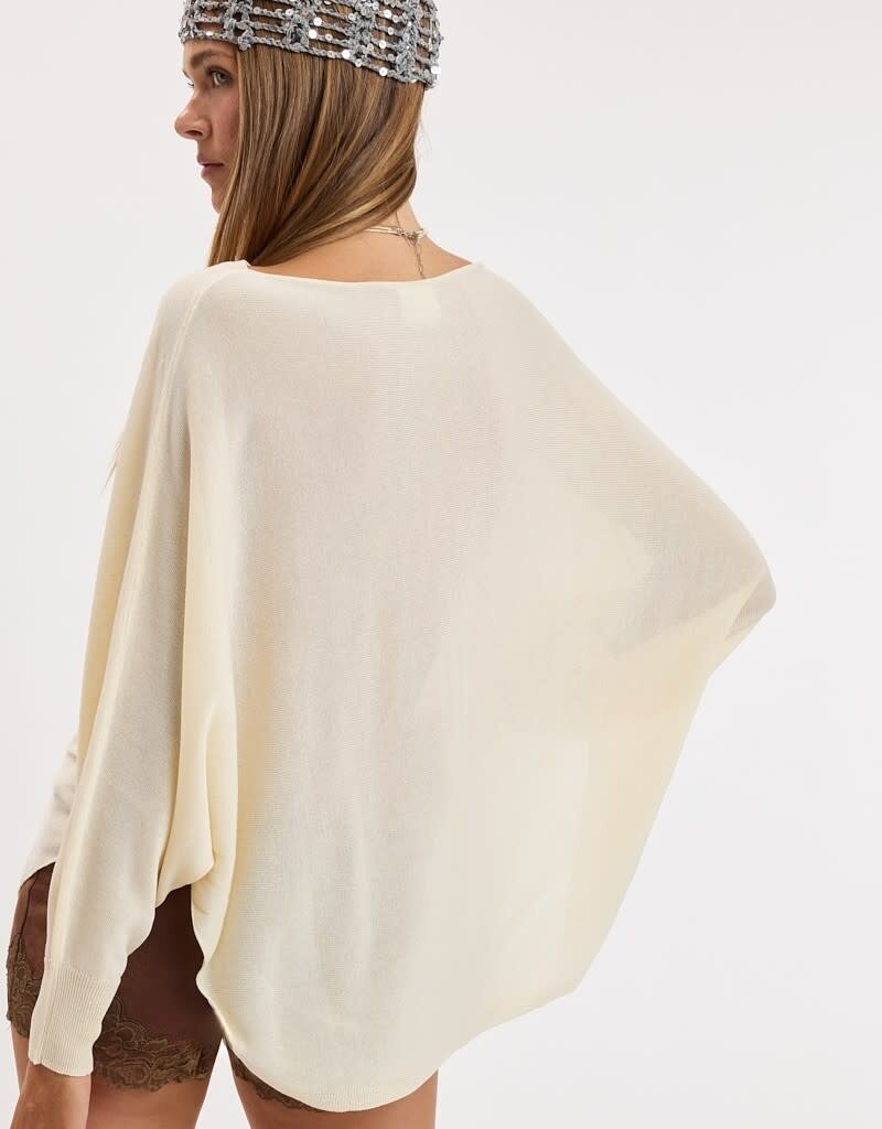 Vera Long Sleeve Side Slit Poncho Knit Top