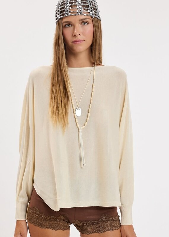 Vera Long Sleeve Side Slit Poncho Knit Top