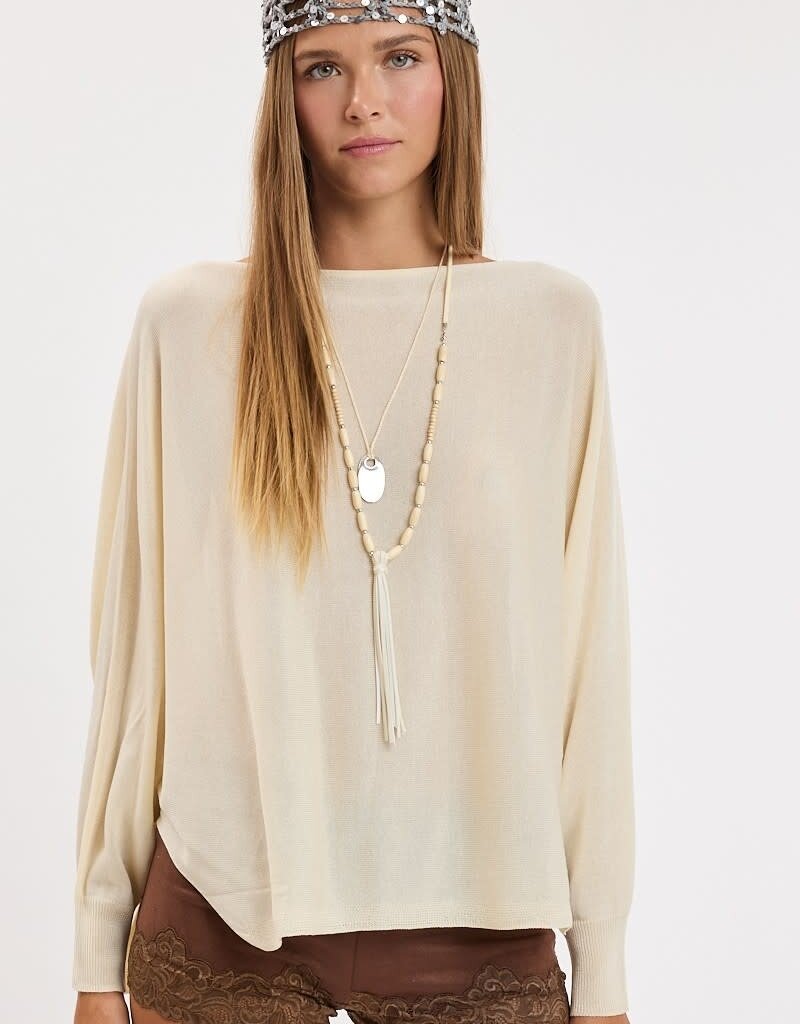 Vera Long Sleeve Side Slit Poncho Knit Top