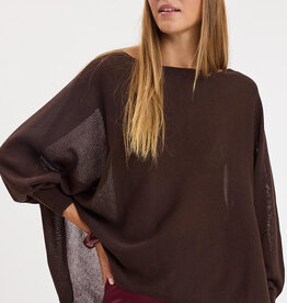 Vera Long Sleeve Side Slit Poncho Knit Top