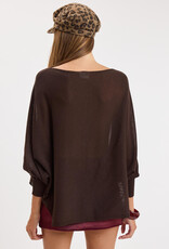 Vera Long Sleeve Side Slit Poncho Knit Top