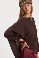 Vera Long Sleeve Side Slit Poncho Knit Top