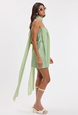 Georgia Strapless Overlay Draped Scarf Satin Mini Dress