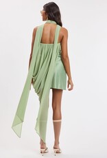 Georgia Strapless Overlay Draped Scarf Satin Mini Dress
