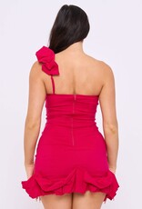 Hunter One Shoulder Ruffle Hem Mini Dress
