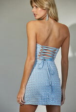 Carolina Sequin Textured Strapless Mini Dress