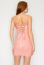 Shelby Satin Trim Beaded Mini Dress