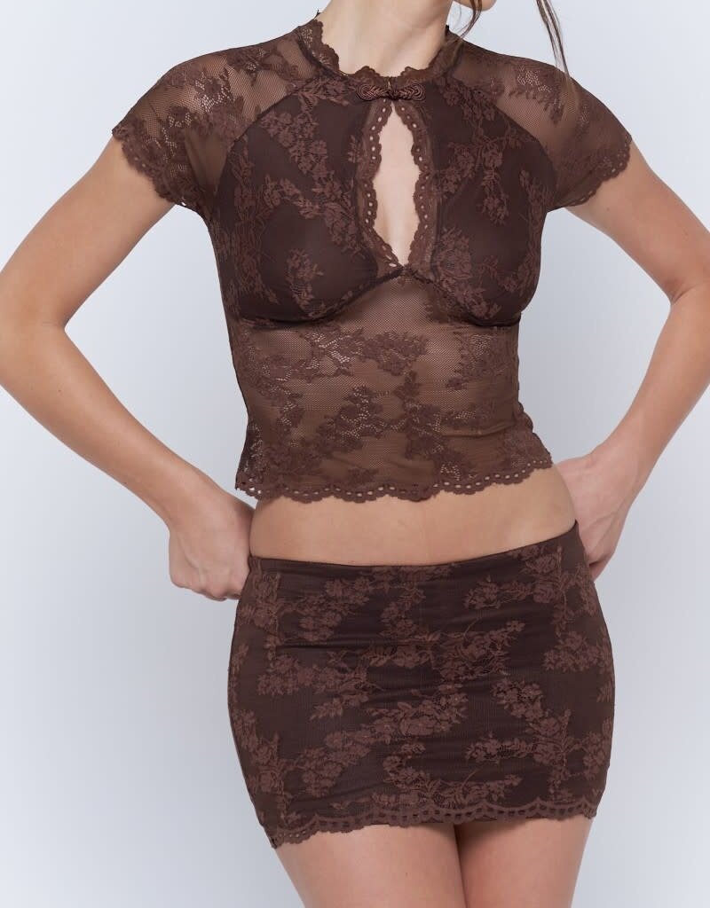 Kira Floral Lace Keyhole Top