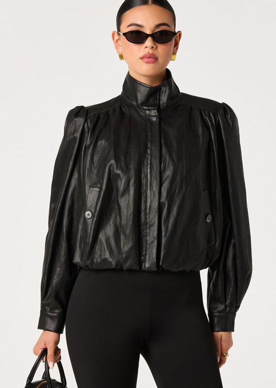 ASTR Estero Faux Leather Bubble Hem Jacket