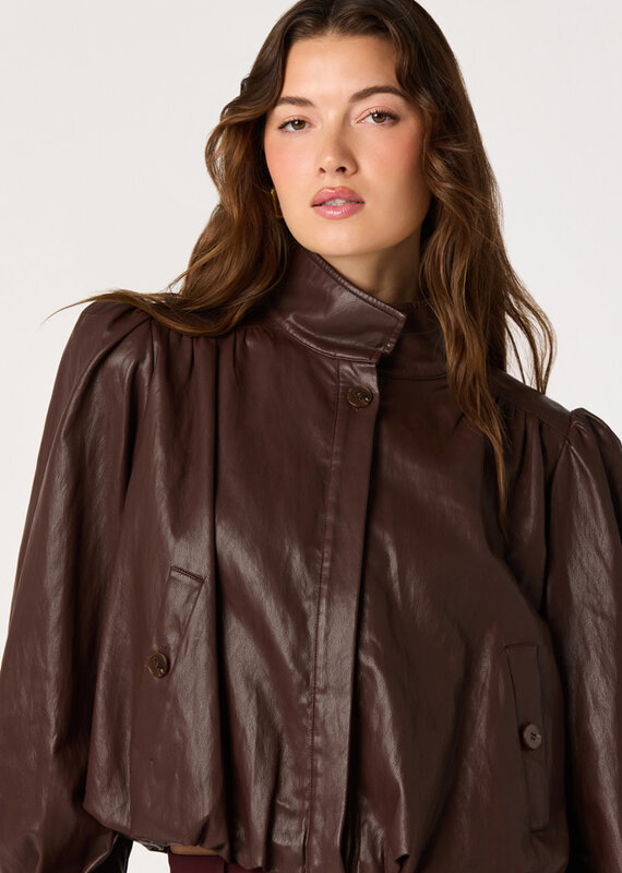 ASTR Estero Faux Leather Bubble Hem Jacket