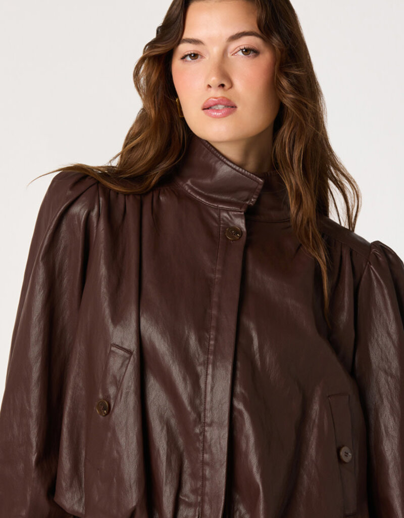 ASTR Estero Faux Leather Bubble Hem Jacket