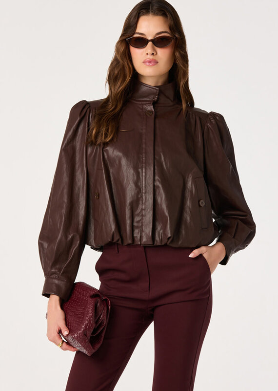 ASTR Estero Faux Leather Bubble Hem Jacket