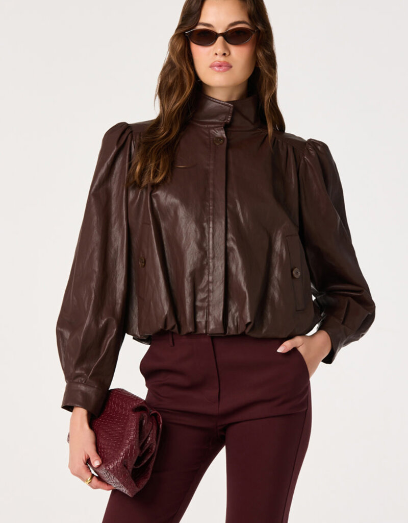 ASTR Estero Faux Leather Bubble Hem Jacket