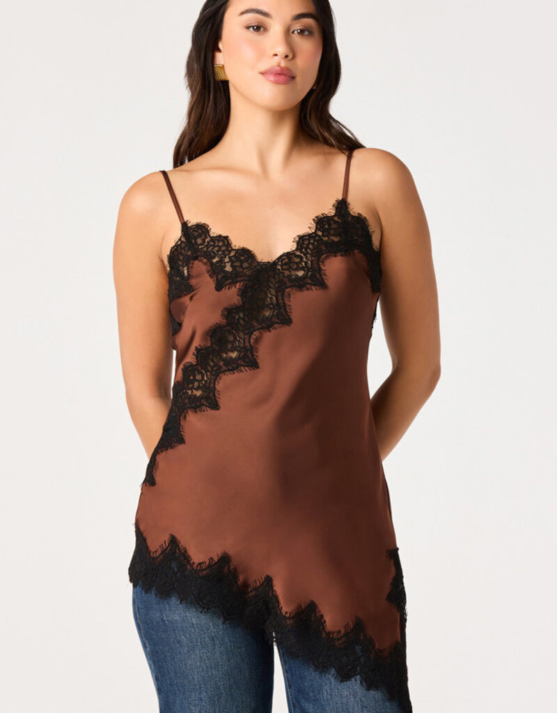 ASTR Laura Asymmetrical Lace Trim Cami Top