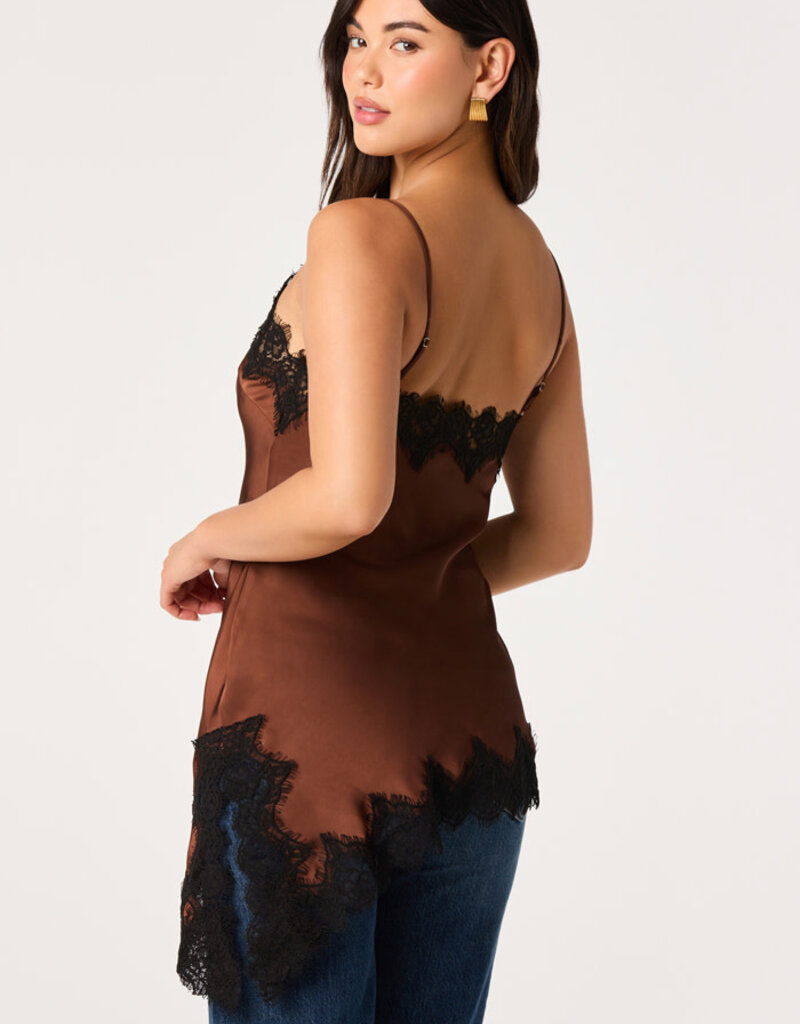 ASTR Laura Asymmetrical Lace Trim Cami Top