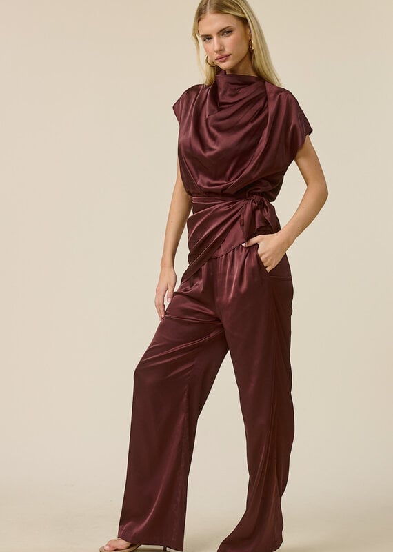Mia Satin Trouser With Scarf Tie