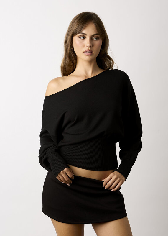 Loren Off Shoulder Fitted Waist Sweater