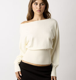Loren Off Shoulder Fitted Waist Sweater