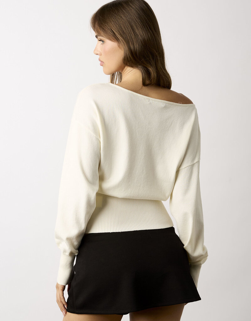 Loren Off Shoulder Fitted Waist Sweater