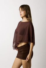 Sheer Lace Trim Off Shoulder Poncho Top