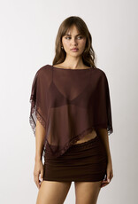 Sheer Lace Trim Off Shoulder Poncho Top