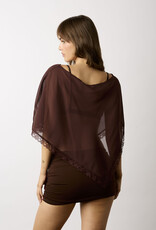Sheer Lace Trim Off Shoulder Poncho Top