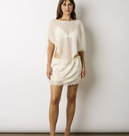 Sheer Lace Trim Off Shoulder Poncho Top