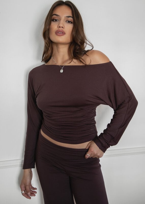 Averi Asymmetrical Off The Shoulder Long Sleeve Top