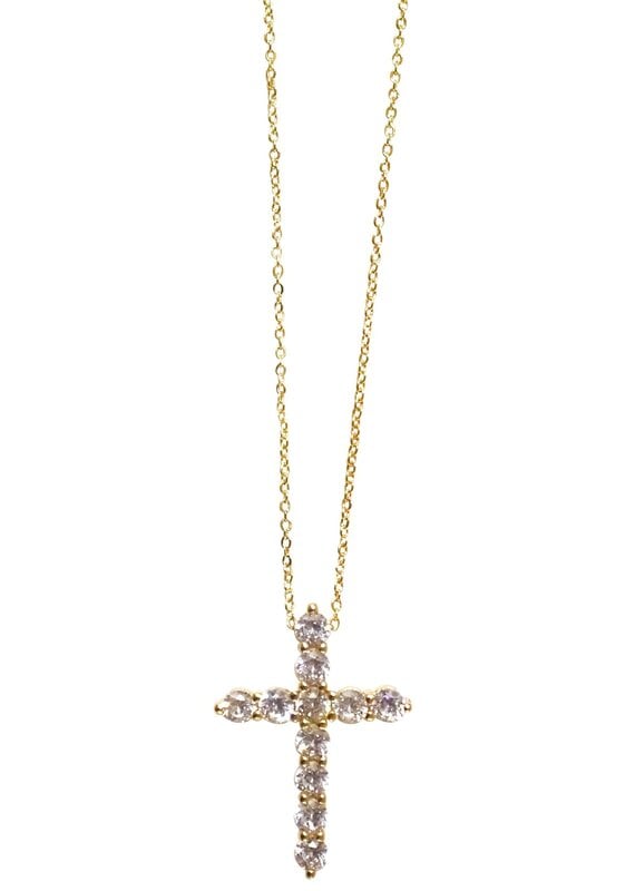 CZ Cross Charm Necklace