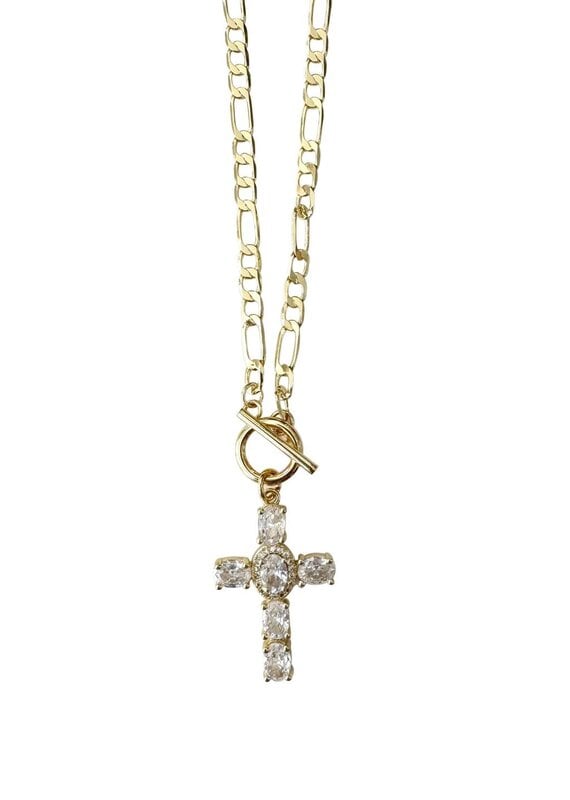 Emory Cross  Charm Necklace Gold