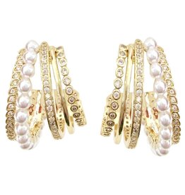 Jennings Pearl CZ Hoop Earings