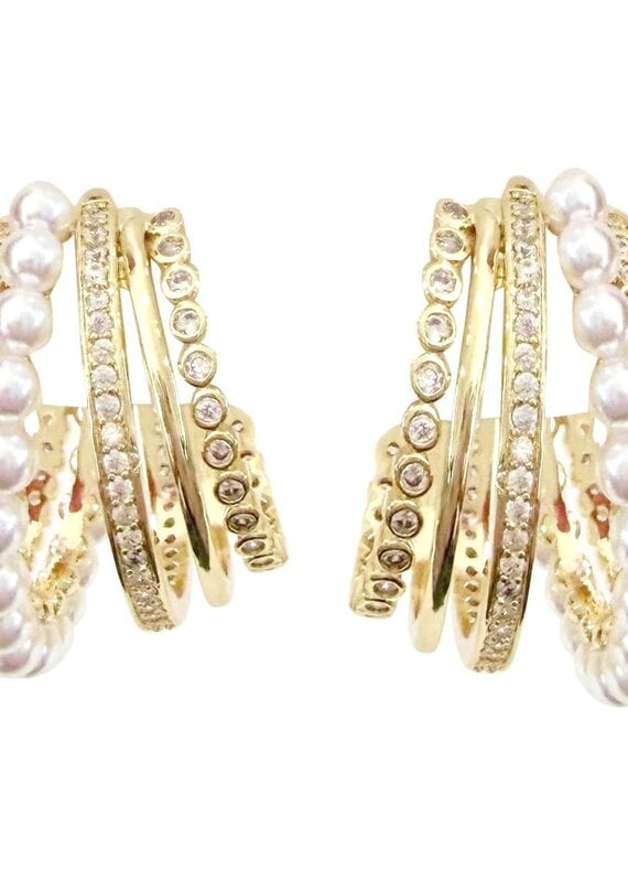 Jennings Pearl CZ Hoop Earings