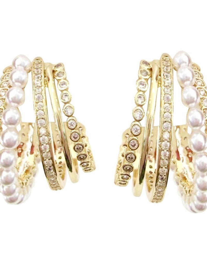 Jennings Pearl CZ Hoop Earings