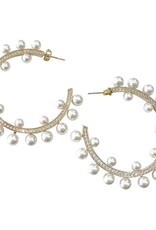 Pearl Sparkle Hoop Earrings