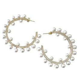Pearl Sparkle Hoop Earrings