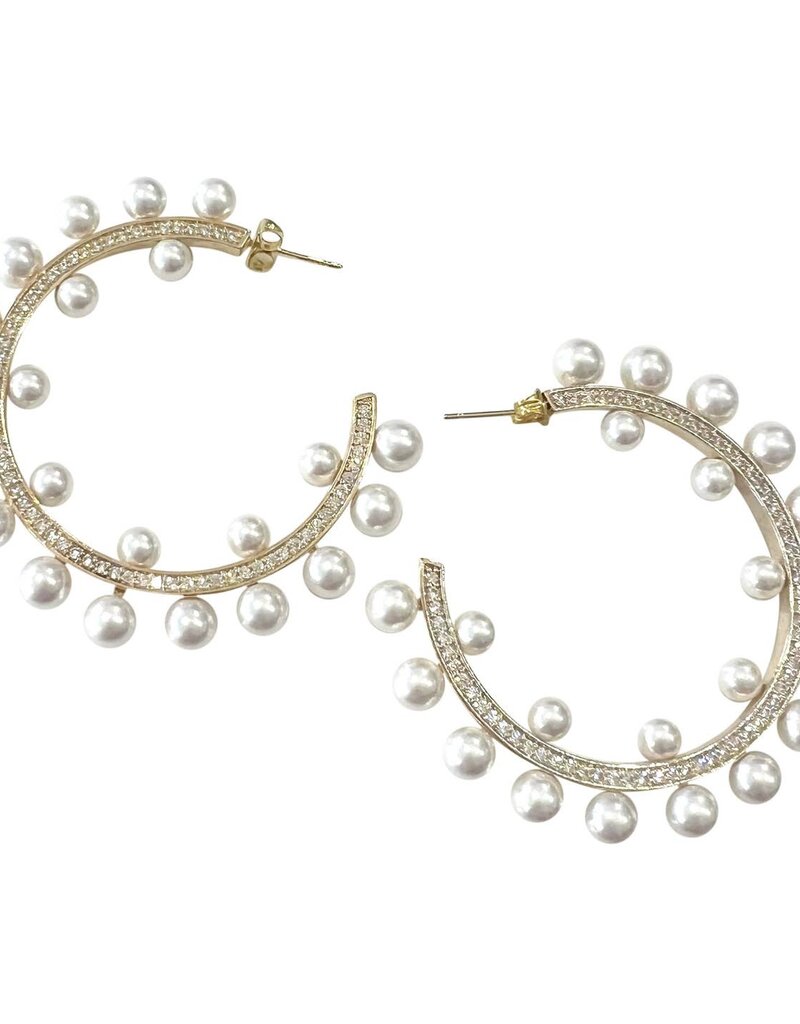 Pearl Sparkle Hoop Earrings
