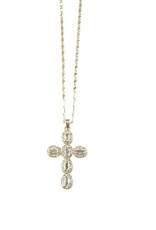 Round Cross Necklace Gold
