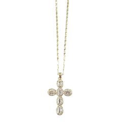 Round Cross Necklace Gold