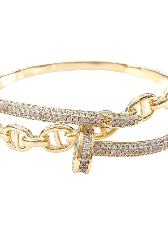 Solstice CZ Cuff Bracelete Gold