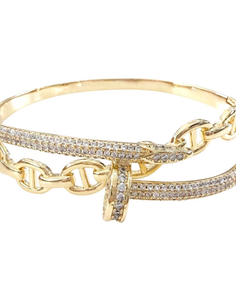 Solstice CZ Cuff Bracelete Gold