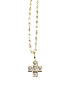 Teresa Gold Block Cross Charm Necklace