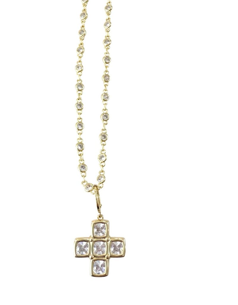 Teresa Gold Block Cross Charm Necklace